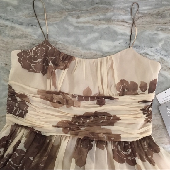 NWT Nine West silk floral beige dress size 2 - Picture 5 of 9